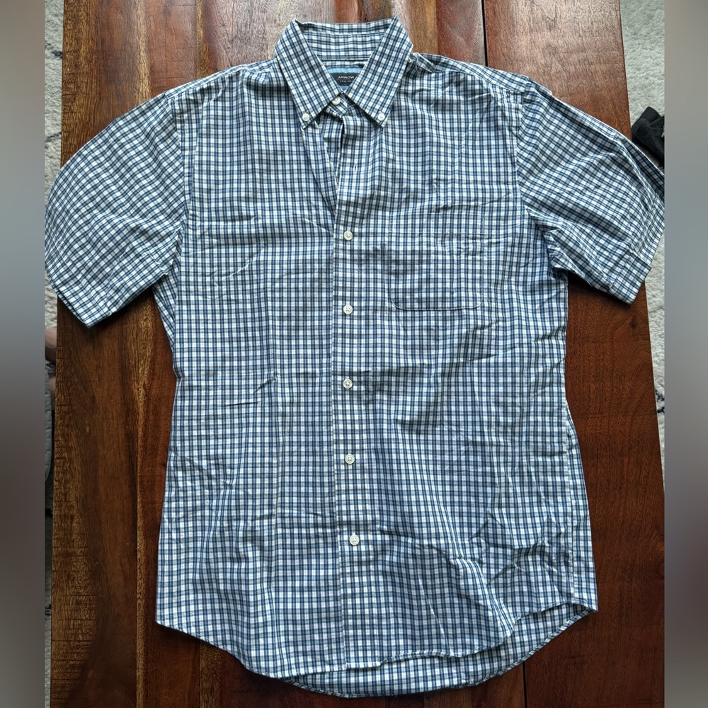 Arrow Men's Blue and White Plaid Shirt